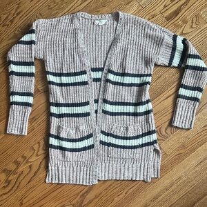Women’s Large Striped Knit Cardigan Sweater